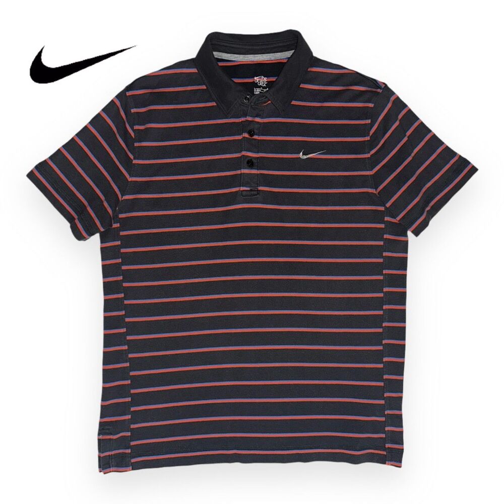 Vintage 00s Y2K Nike "The Athletic Dept." Striped Polo Shirt - Men's Size Large